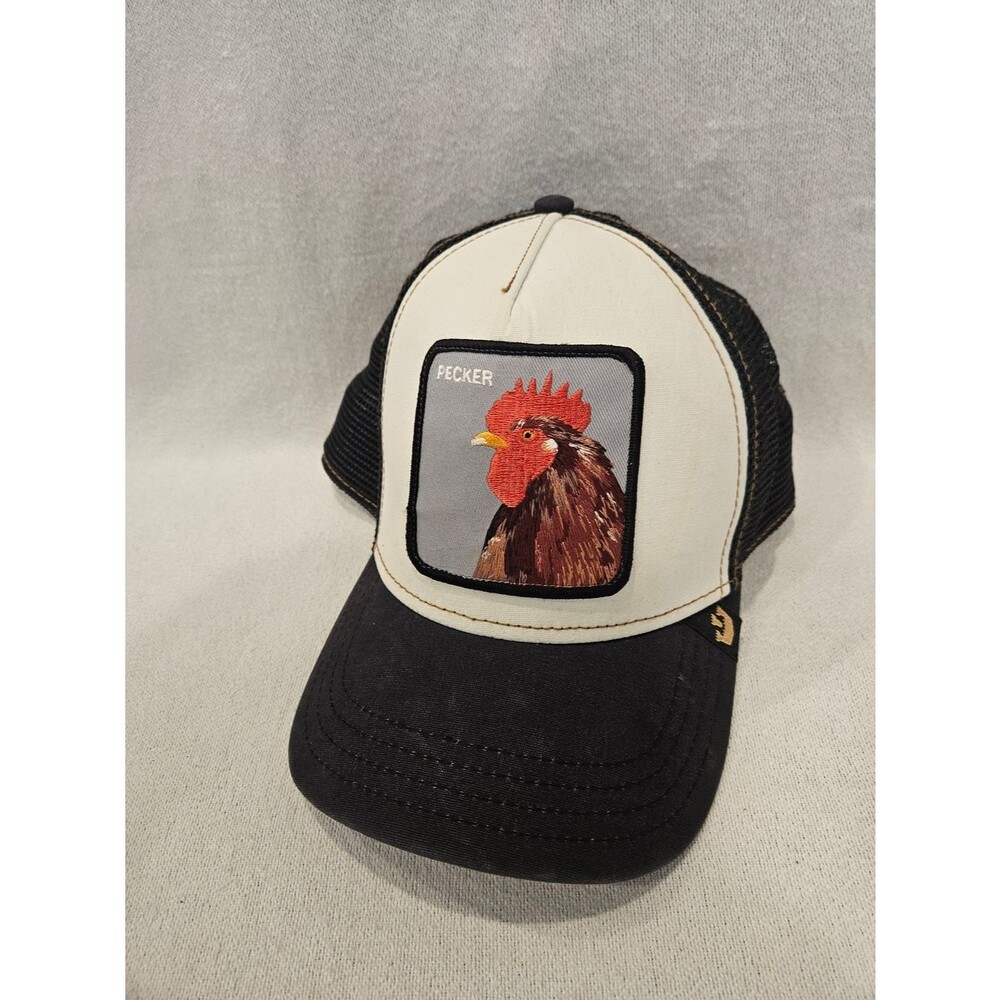 Goorin Bros Trucker Hat “PECKER" Black - Authentic Rooster Chicken Snap Back